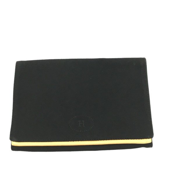 AUTHENTIC HERMES Bolide cotton travel pouch Trifold Pouch Canvas Blac - Picture 1 of 10
